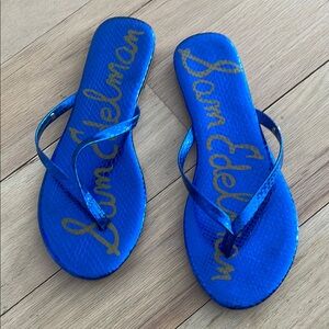 Sam Edelman Metallic Blue Flip Flops